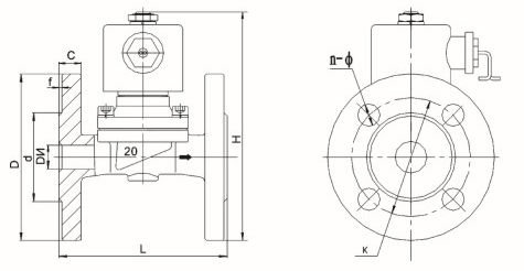 法蘭膜片式電磁閥規格尺寸
